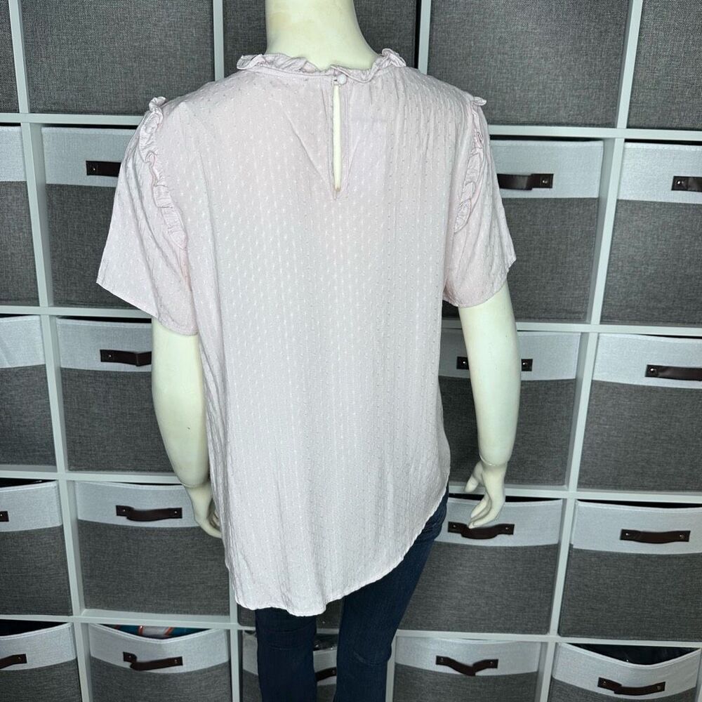 Bohme Ruffle Short Sleeve Top in Rose Size Small - Picture 2 of 16